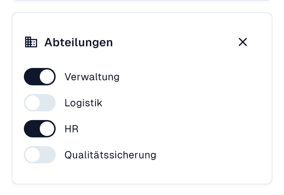 Abteilungen setzen