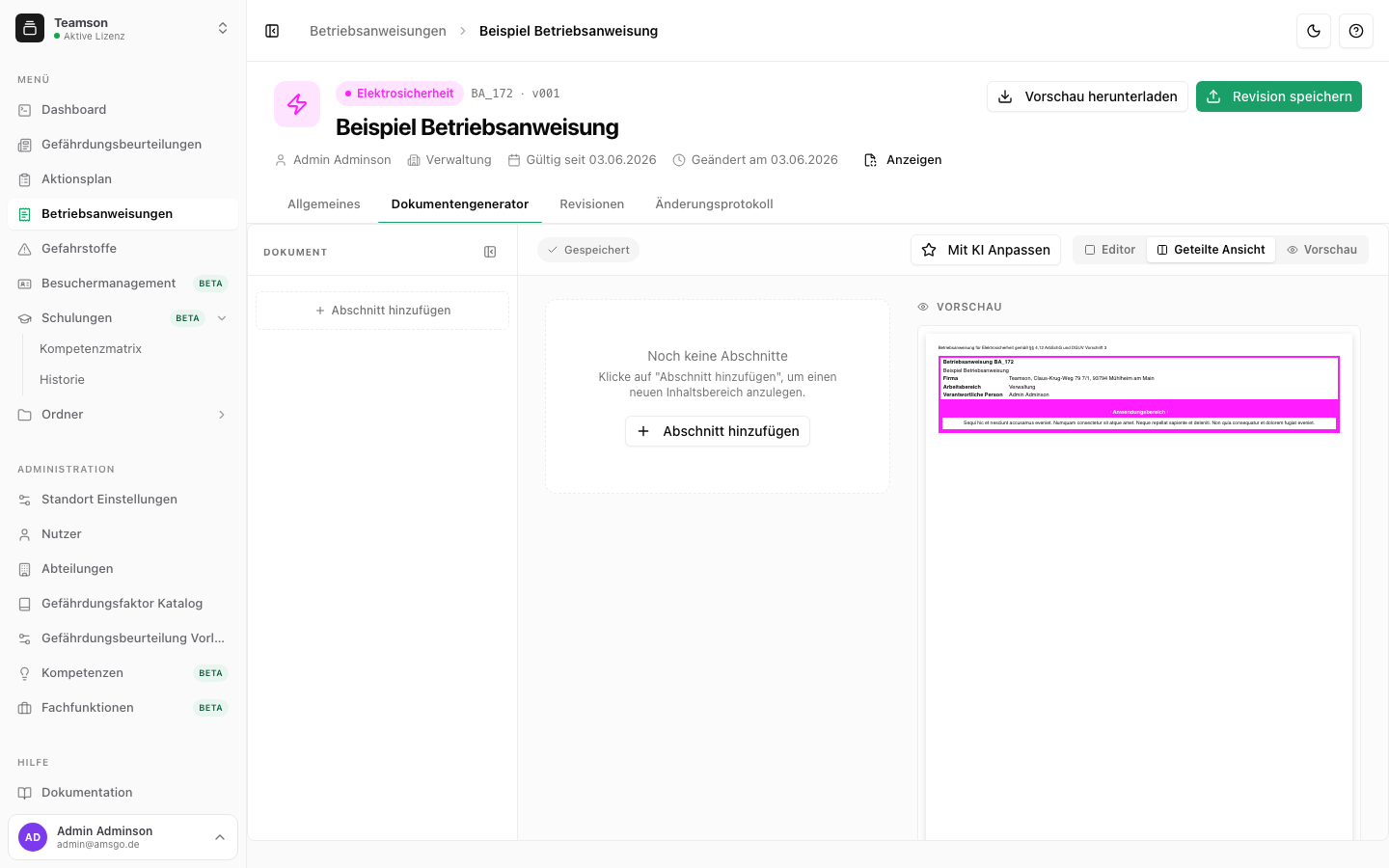 Dokumentengenerator mit Live-Vorschau