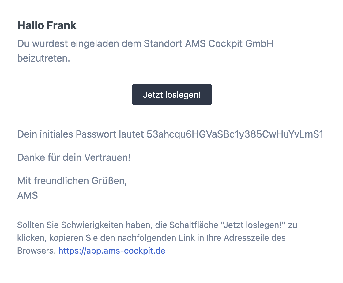 Einladungs Email
