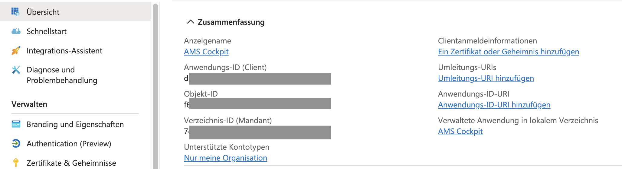 oAuth Daten
